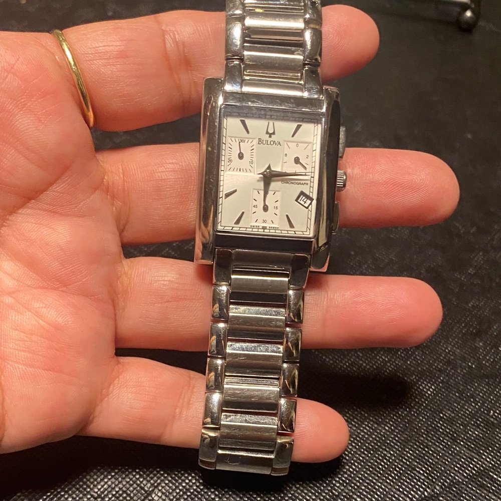 Bulova Silver Rectangular Watch - image 1